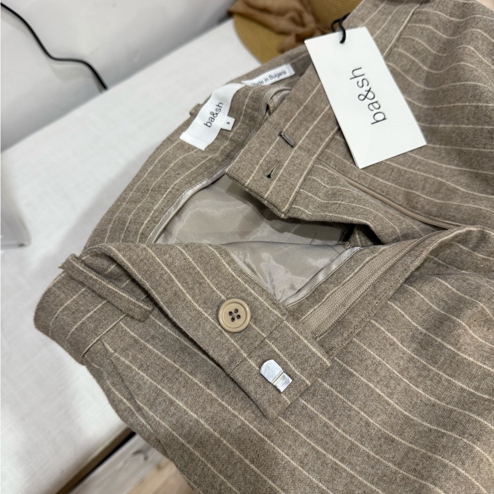 Ba&sh Taupe Pinstripe Trousers